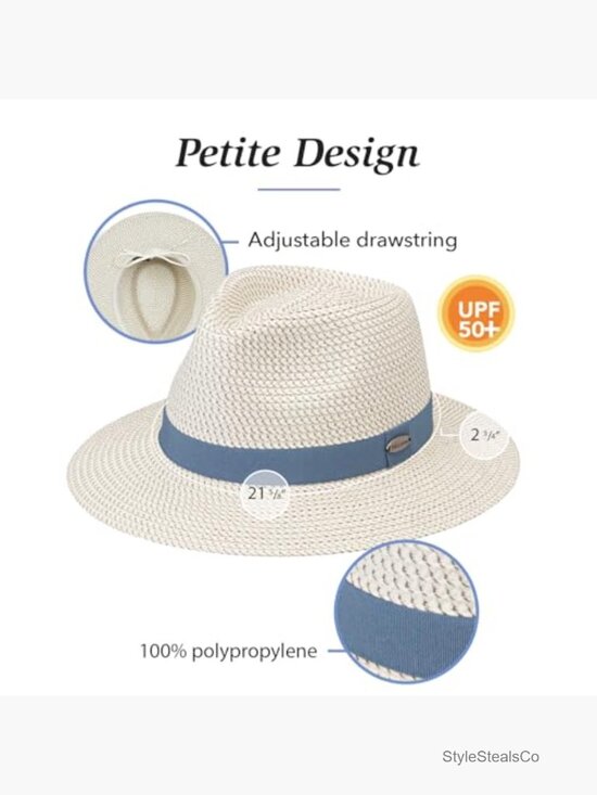 UPF 50+ Petite Fedora Sun Hat Packable Travel Unisex main image 5